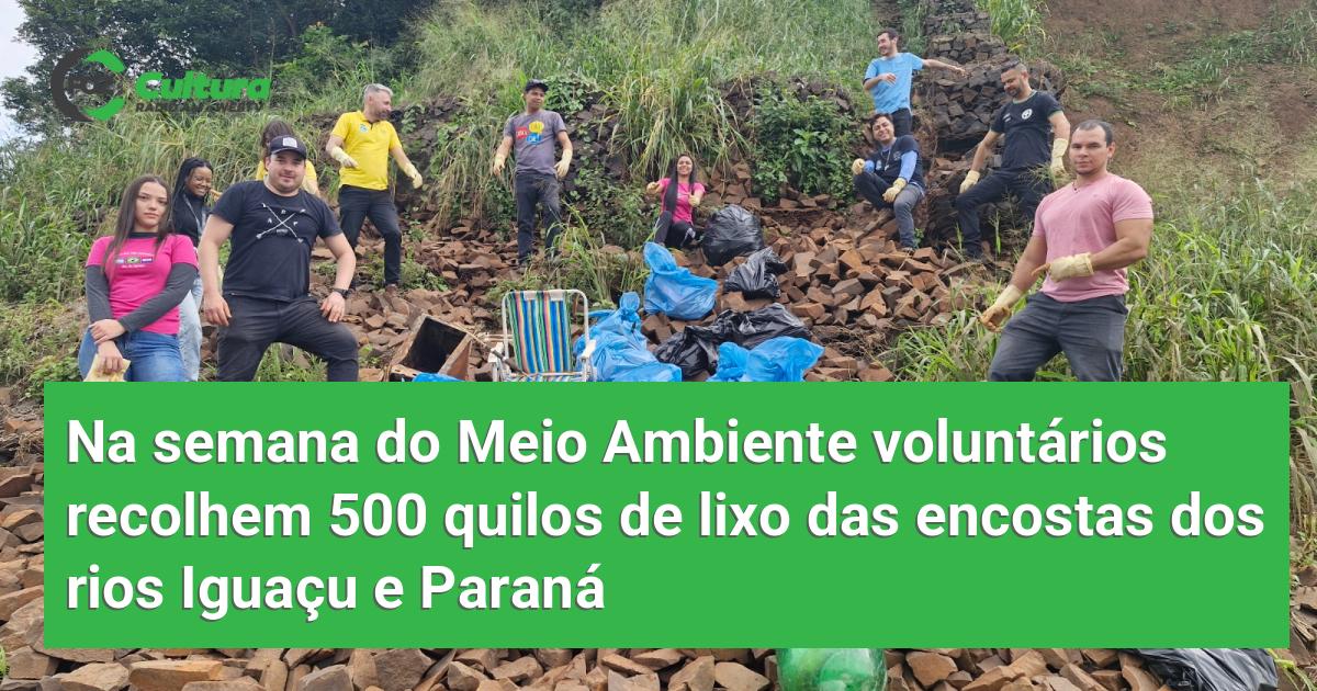 Na semana do Meio Ambiente voluntários recolhem 500 quilos de lixo das ...