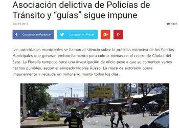 Segue cobrança de propina no trânsito de Cidade do Leste