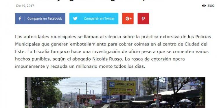 Segue cobrança de propina no trânsito de Cidade do Leste
