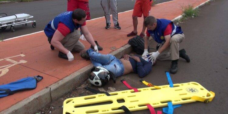 Motociclista fica ferido em acidente Avenida Ranieri Mazzilli