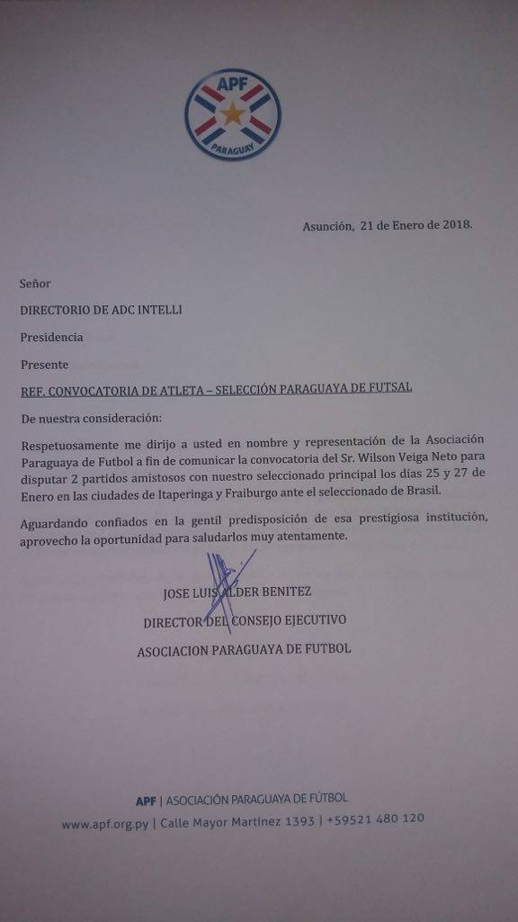 Iguaçuense é convocado para seleção do Paraguai