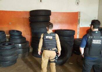 Receita Federal localiza depósito clandestino de Pneus