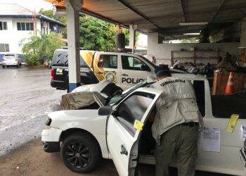 Polícia faz perícia em veículo que atropelou mulher na BR 277