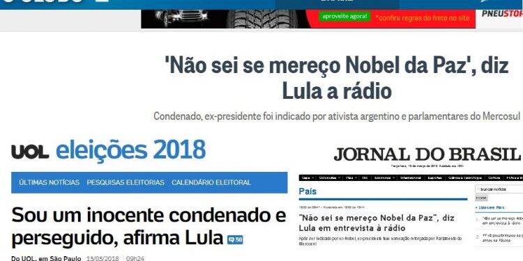 O Globo, UOL e Jornal do Brasil repercutem entrevista de Lula na Rádio Cultura