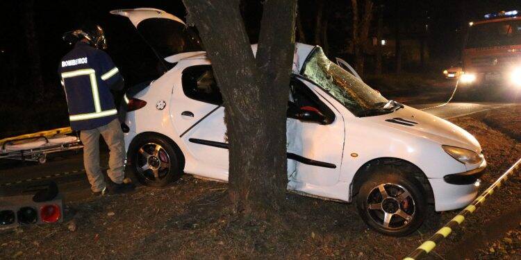 Motorista é socorrida após bater em árvore na Av. Tancredo Neves