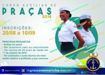 Marinha do Brasil abre 90 vagas para o nível Médio Técnico