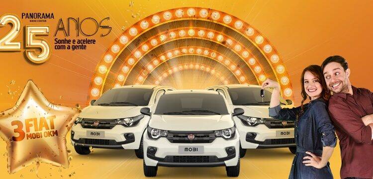 Último dia para concorrer aos três Fiat Mobi da Panorama Home Center