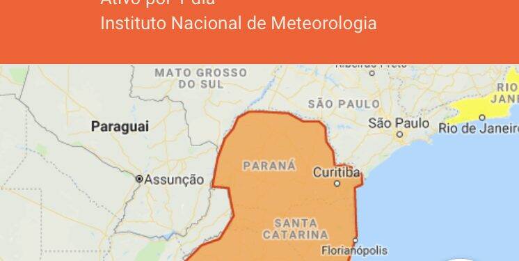 Previsão de tempestade na madrugada de segunda-feira em Foz do Iguaçu