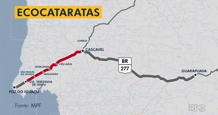 Duplicação entre Santa Terezinha de Itaipu e Cascavel saiu do contrato da Ecocataratas, diz MPF