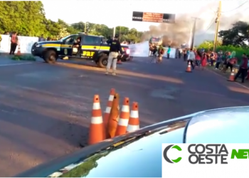 Manifestação indígena fecha ponte Ayrton Senna em Guaíra