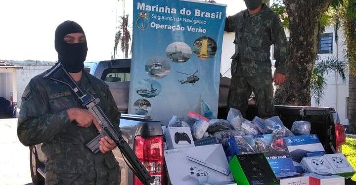 Marinha apreende eletrônicos transportados do Paraguai pelo Rio Paraná