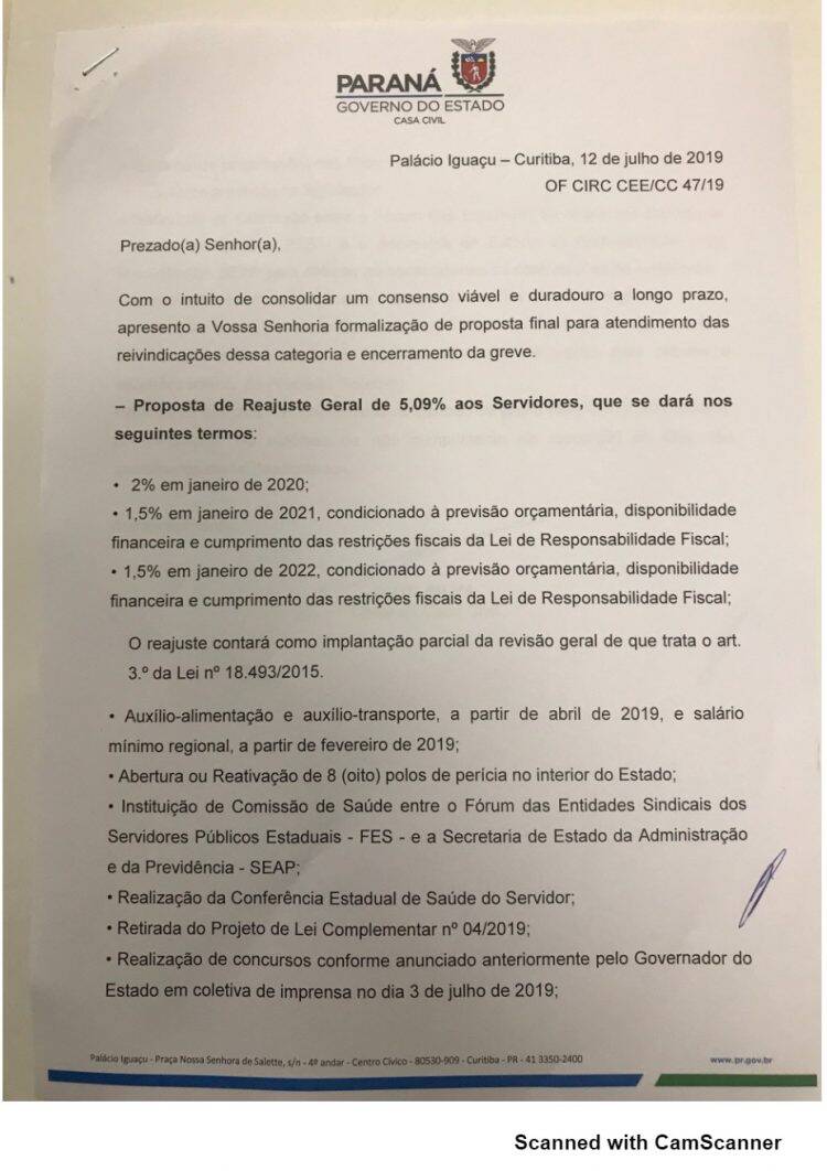 Governo estadual apresenta proposta e greve pode acabar neste sábado, 13