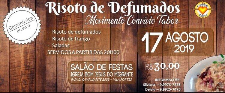 Convívio Tabor promove mais uma edição do Risoto de Defumados, no sábado