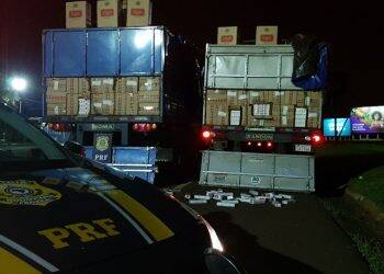 PRF apreende duas carretas carregadas com cigarros