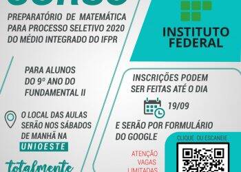 IFPR abre inscrições para curso preparatório de matemática