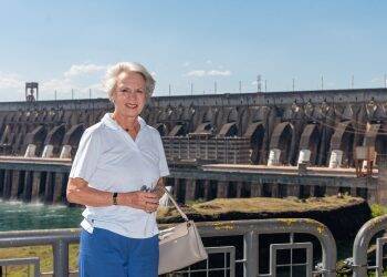 Princesa Benedikte, da Dinamarca, visita a usina de Itaipu