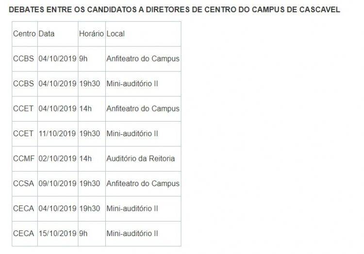 Unioeste divulga calendário de debates das eleições 2019