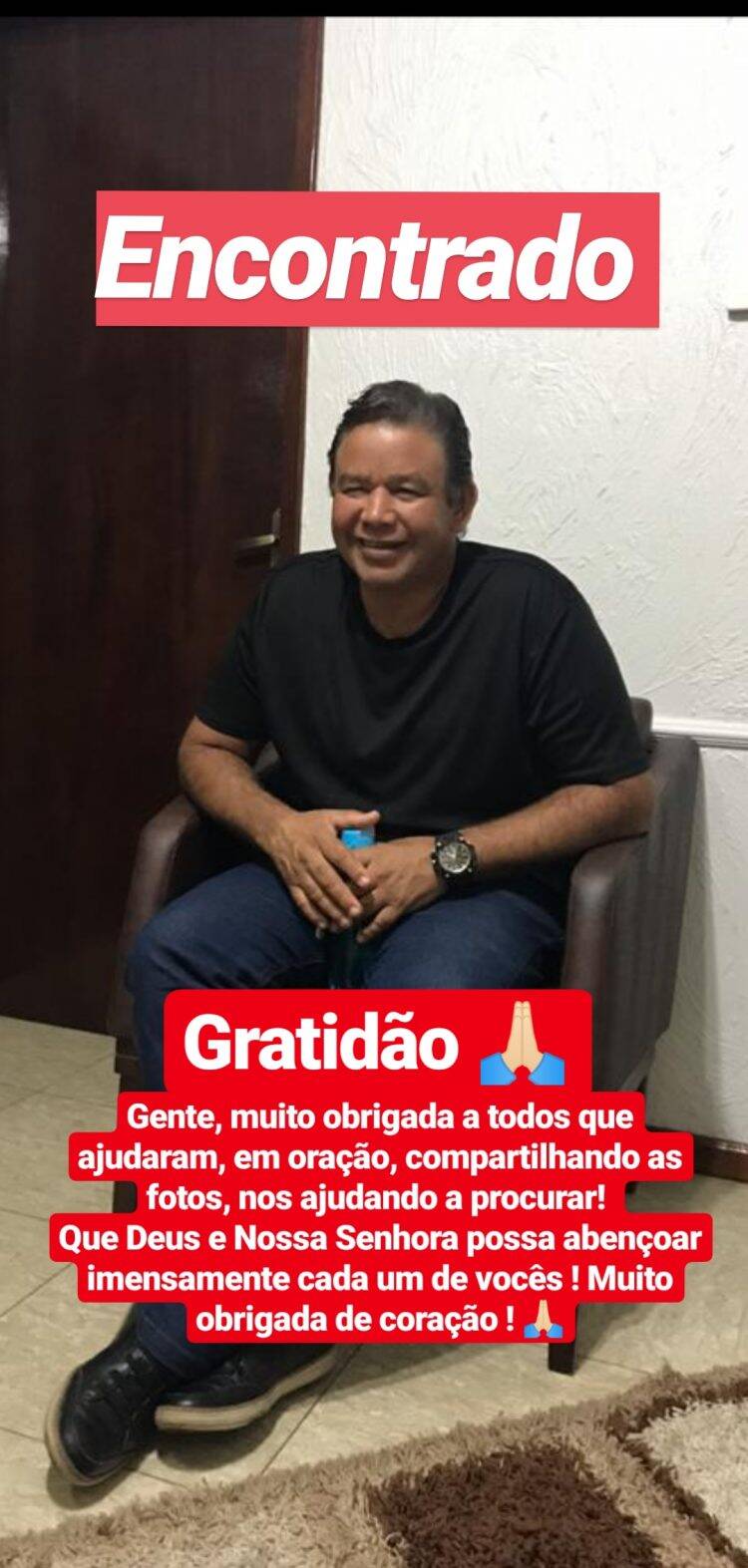 Família encontra homem desaparecido desde a última sexta-feira, 15