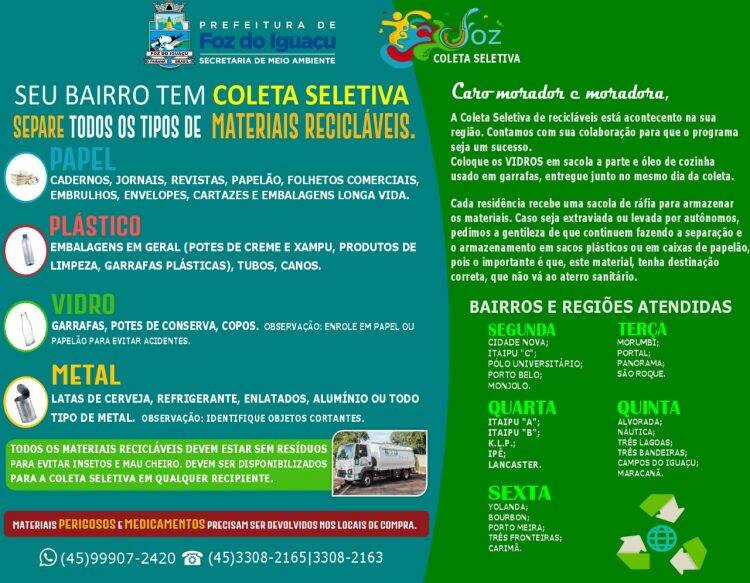 Coleta seletiva começa em mais cinco bairros nesta sexta-feira