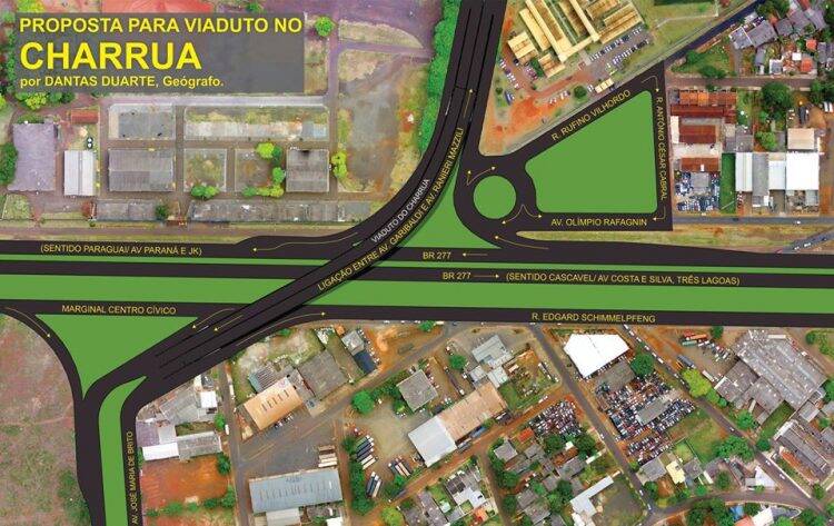Geógrafo propõe construção de um viaduto no cruzamento do Charrua