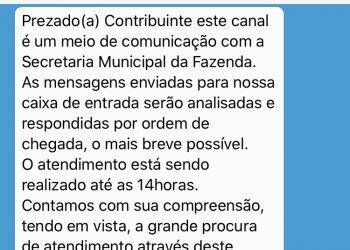Fazenda do Município cria canal de solicitações via WhatssApp