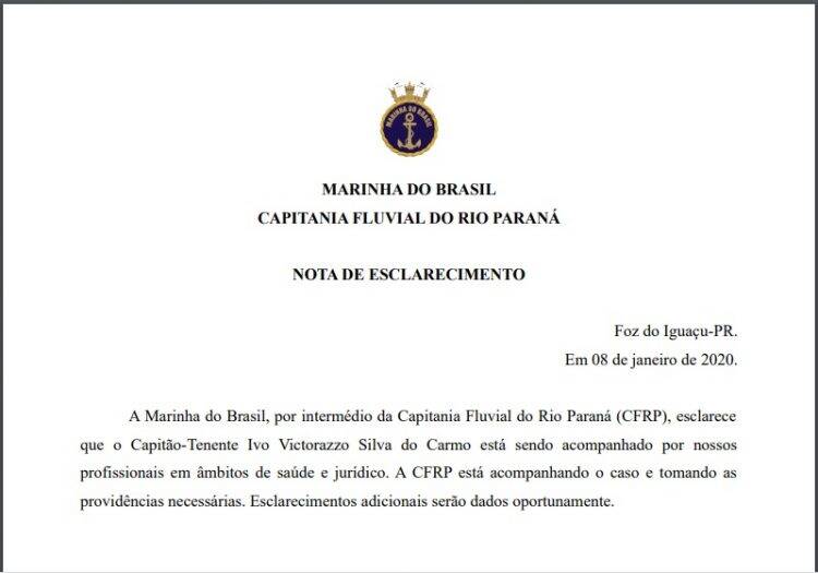 Marinha emite nota após Capitão-Tenente ser detido por desacato em Foz do Iguaçu