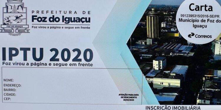 IPTU 2020: Pagamento em parcela única terá desconto de 10% em Foz do Iguaçu