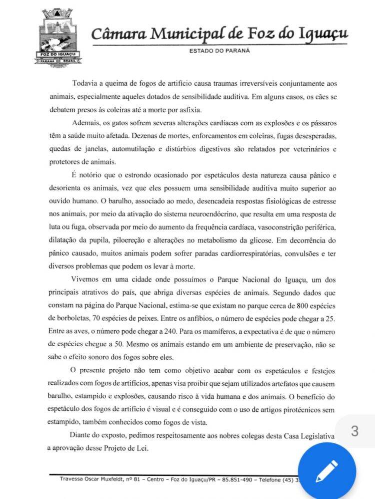 Projeto de Lei pretende proibir fogos de artifício com ruído em Foz