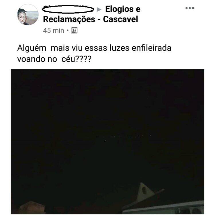 Pontos luminosos observados no céu de Foz são satélites para internet gratuita no mundo