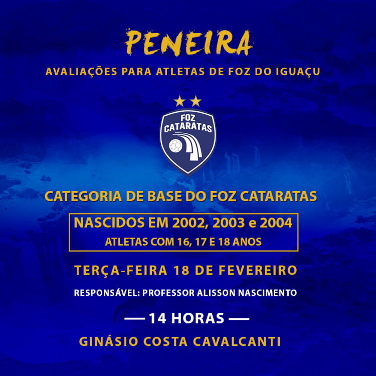 Quer jogar no Foz Cataratas Futsal? Time realiza peneira nesta terça para o sub 17