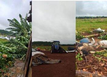 Tornado em Serranópolis do Iguaçu mata animais e derruba galpão