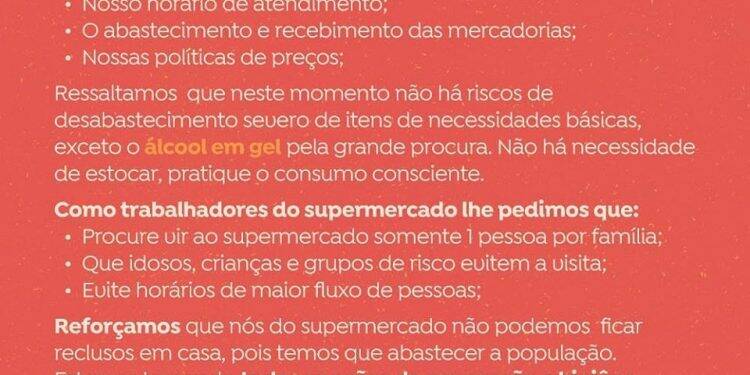 Supermercado de Foz pede para que uma pessoa por família vá às compras