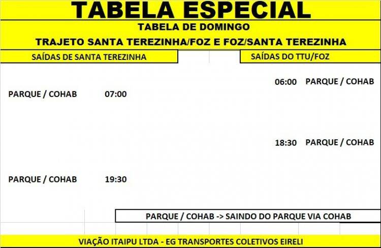 Ônibus da Linha Santa Terezinha de Itaipu muda itinerário atender decreto