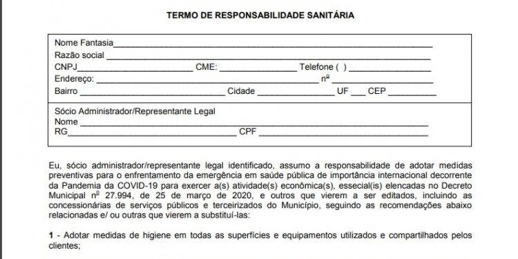 Serviços essenciais: acesse o termo de responsabilidade sanitária obrigatório