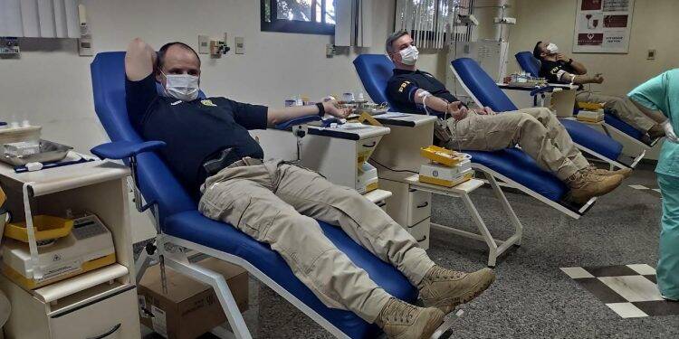 Forças de segurança realizam ação solidária para doação de sangue