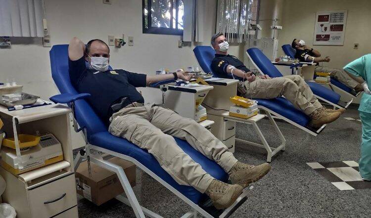 Forças de segurança realizam ação solidária para doação de sangue