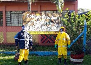 Sanepar faz desinfecção de aldeia Ocoy em São Miguel do Iguaçu