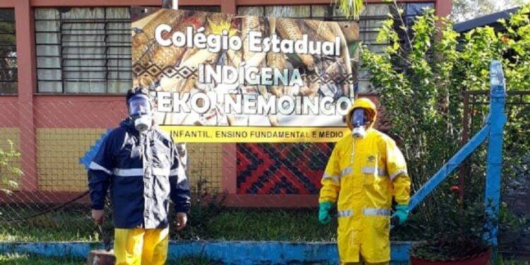 Sanepar faz desinfecção de aldeia Ocoy em São Miguel do Iguaçu