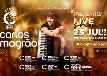 É neste sábado (25) live solidária com Carlos Magrão na Rede Costa Oeste