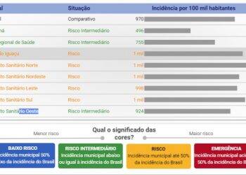 Quatro Distritos Sanitários de Foz tem incidência de Covid-19 maior que a do Brasil