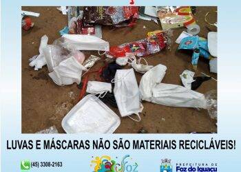 Prefeitura emite comunicado alertando que luvas e máscaras não são recicláveis
