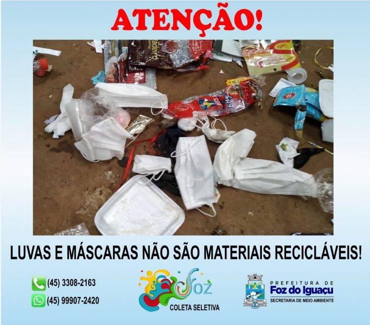Prefeitura emite comunicado alertando que luvas e máscaras não são recicláveis