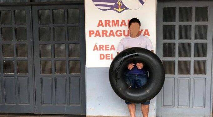 Homem é detido atravessando o Rio Paraná em uma câmara de pneu