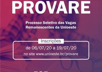 Provare: Abertas inscrições para vagas remanescentes dos cursos de graduação da Unioeste