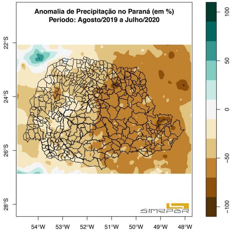 Estiagem no Paraná pode perdurar até fevereiro de 2021