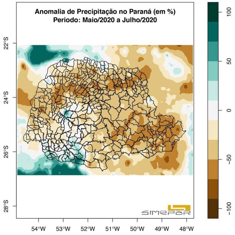 Estiagem no Paraná pode perdurar até fevereiro de 2021