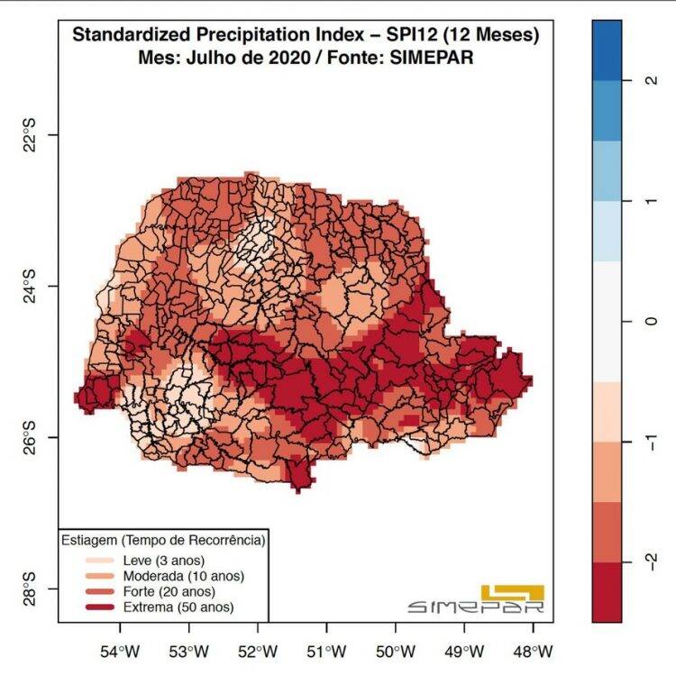 Estiagem no Paraná pode perdurar até fevereiro de 2021