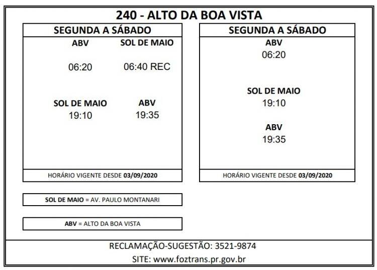 Veja a nova tabela de horário do transporte coletivo que passa a valer na quinta, 03