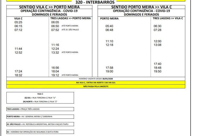 Veja a nova tabela de horário do transporte coletivo que passa a valer na quinta, 03