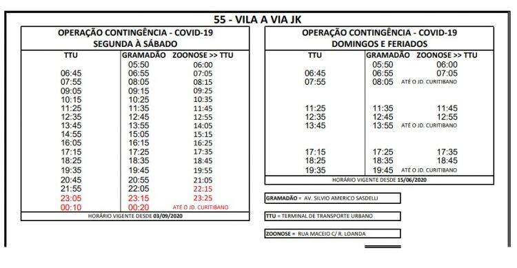 Veja a nova tabela de horário do transporte coletivo que passa a valer na quinta, 03